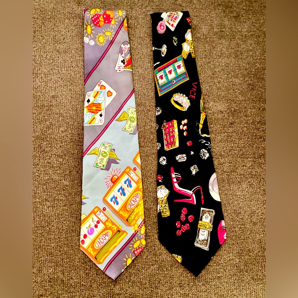 Vintage 90’s Nicole Miller Casino necktie set of 2